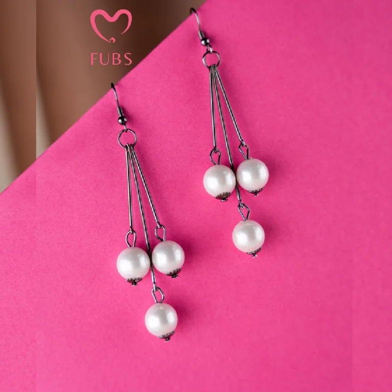 Stud Earrings for Teens-White Pearl Hanging Earrings