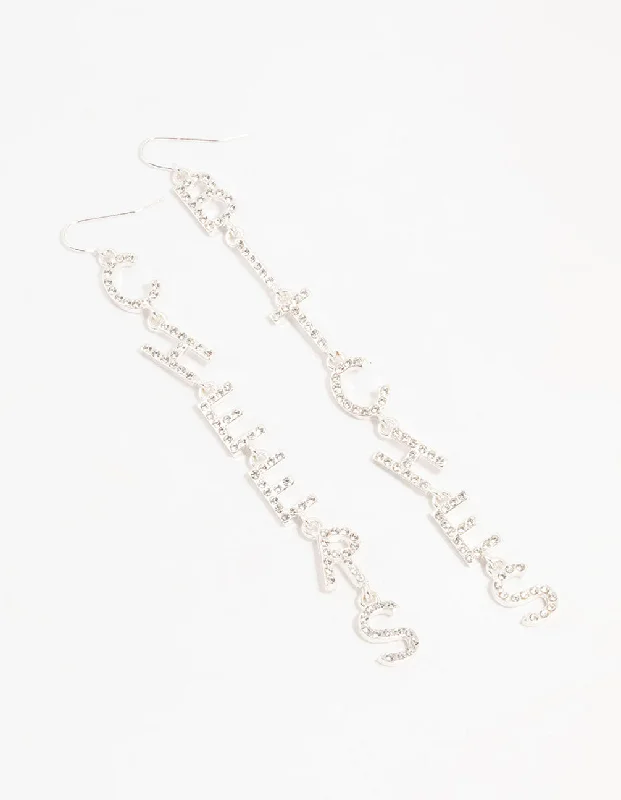 Chic Cuff Earrings-Silver Cheers B*tches Drop Earrings