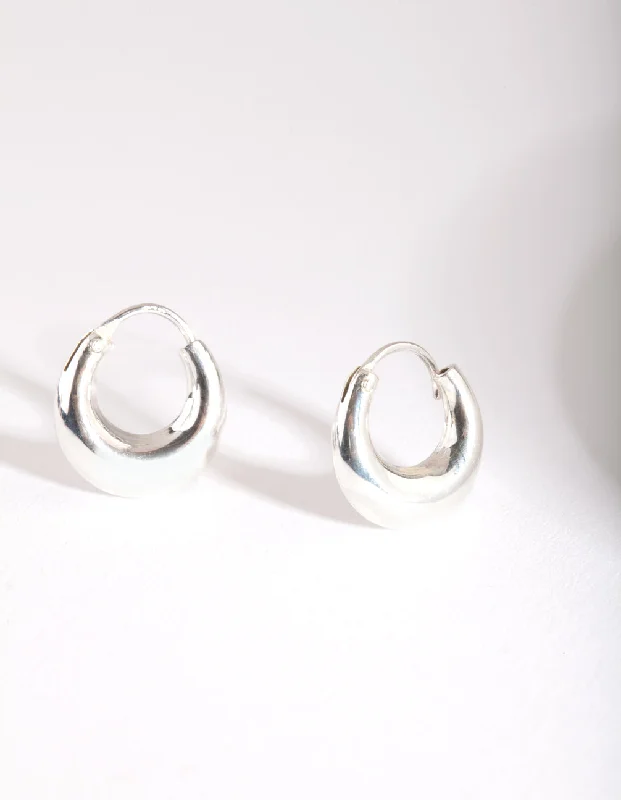 Artistic Earrings-Silver Mini Chubby Huggie Earrings