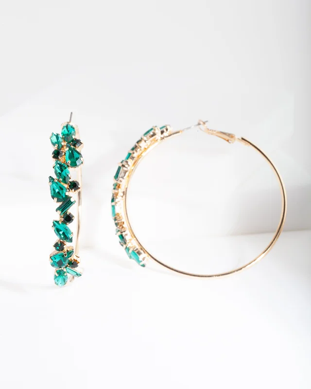 Stud Earrings with Gemstones-Green Cluster Hoop Earrings