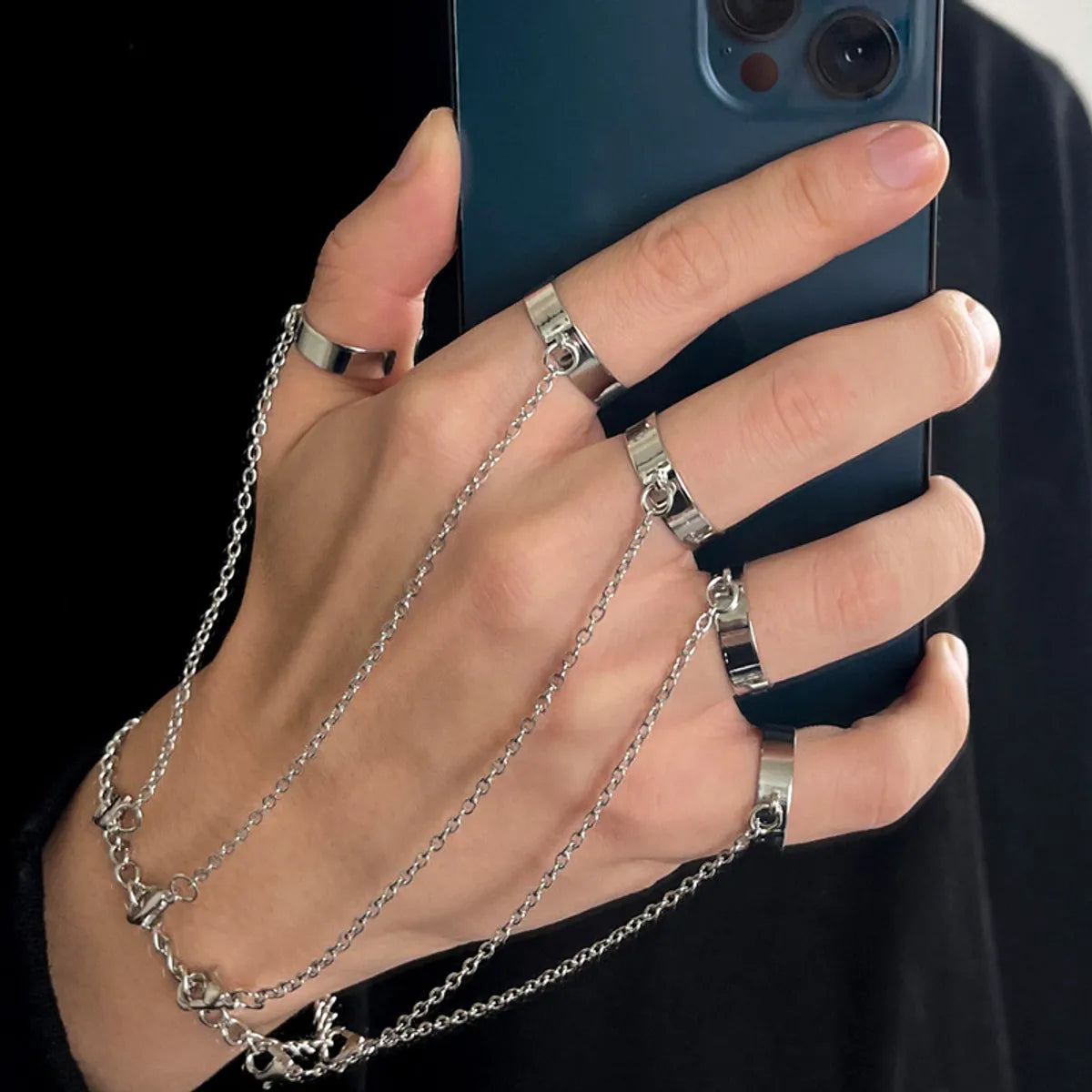 Punk Chains Print Alloy Unisex Open Ring