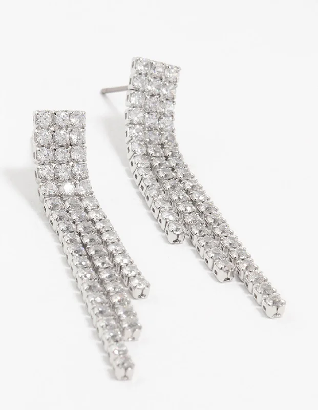 Eco-Friendly Earrings-Silver Cubic Zirconia Chandelier Earrings