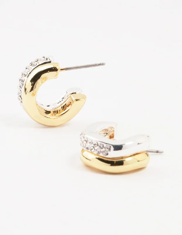 Luxury Diamond Earrings-Cubic Zirconia & Clean Wave Hoop Earrings