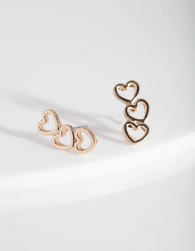 Butterfly Wing Earrings-Gold Open Heart Earring