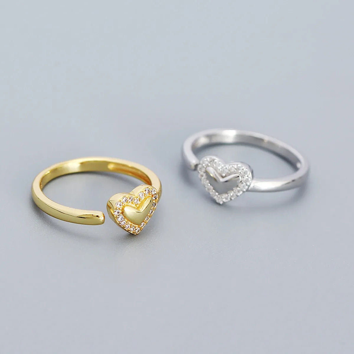 Sterling Silver Sweet Heart Shape Plating Open Rings