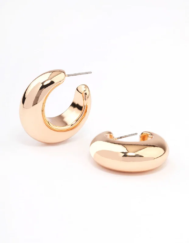 Stylish Drop Earrings-Gold Mini Chunky Hoop Earrings