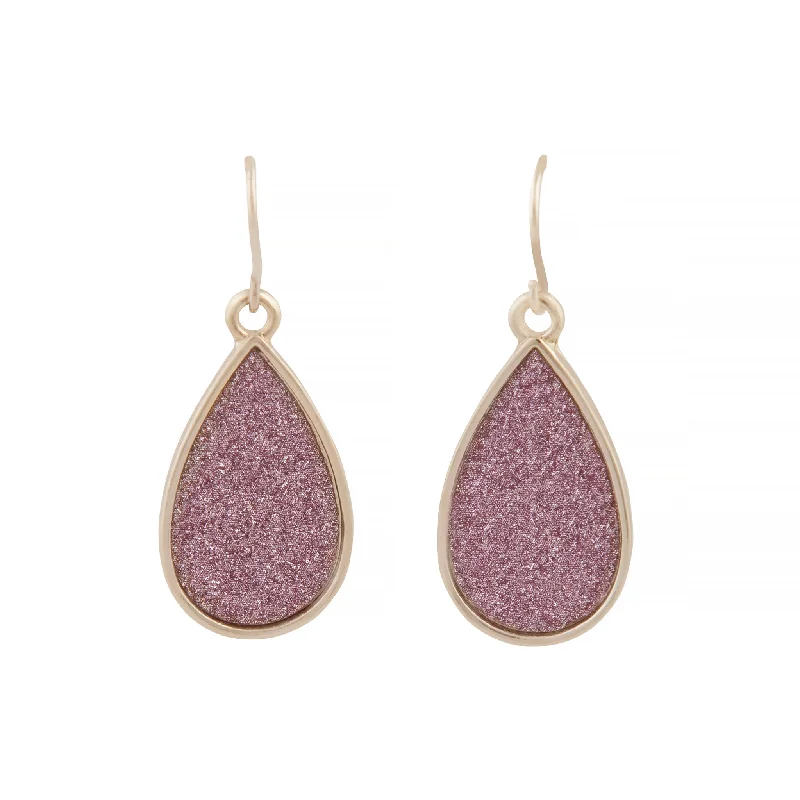 Crystal Stud Earrings-Pink Glitter Teardrop Earrings