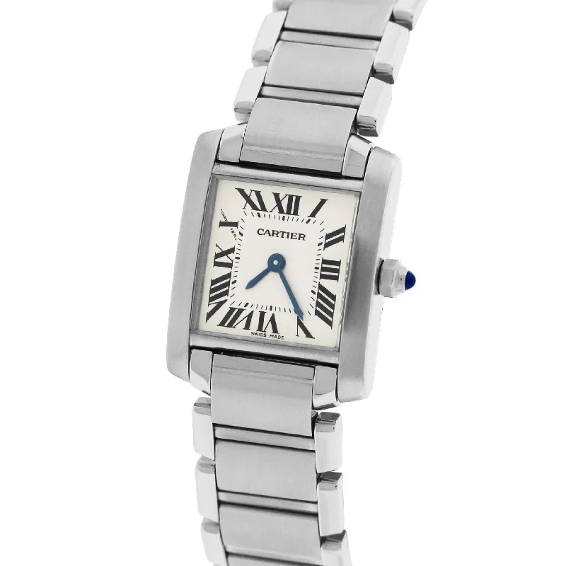 Smartwatch with Step Tracker for Women-Ladies Cartier Tank Française Stainless Roman Swiss Quartz Watch 2384 W51008Q3