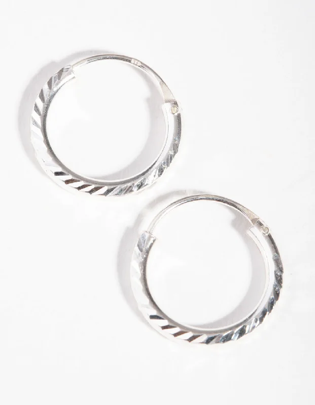 Sassy Ear Climbers-14mm Diamond Cut Hoop Earrings