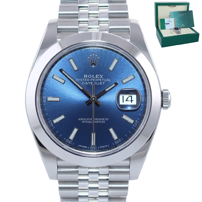 Men’s Stylish Watch for Fashion-Copy of 2018 MINT PAPERS Rolex DateJust 41 Steel 126300 Blue Dial Jubilee 41mm Watch Box