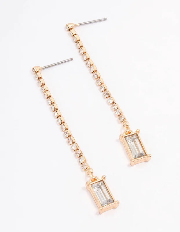 Stud Earrings for Women-Gold Cup Chain Radiant Drop Earrings