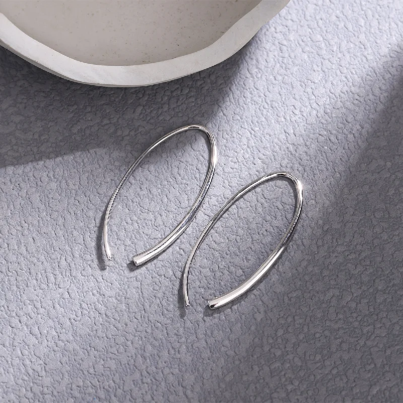 Geometric U-Shaped Earrings-Platinum