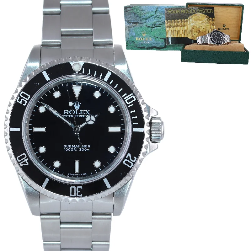 Classic Analog Watch-1998 Rolex Submariner No-Date 2 line dial 14060 Steel Black 40mm Watch Box