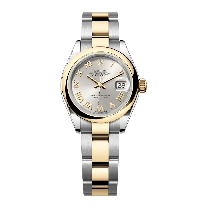 Customizable Analog Watch-Rolex 28mm Lady-Datejust 279163-0006 Silver Roman Dial Oyster Bracelet