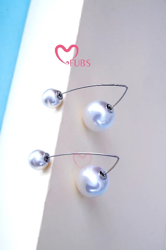 Handmade Gemstone Earrings-Sterling Silver Marquis White  Pearl Drop Earrings