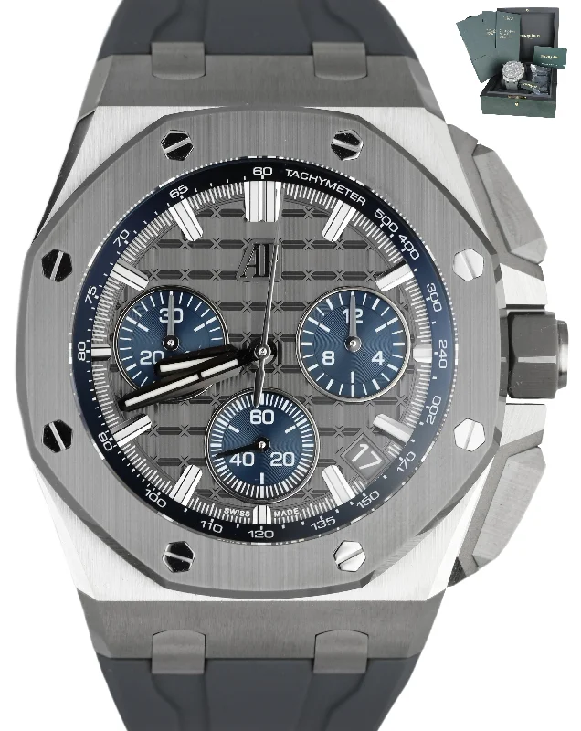 Smartwatch with Fitness Features for Men-NEW NOV 2021 Audemars Piguet AP Royal Oak Offshore Blue 43mm Titanium 26420 IO