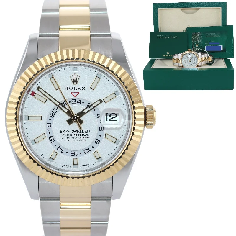 Men's Luxury Designer Watch-2020 NEW PAPERS Rolex Sky-Dweller 326933 White Two Tone Gold Steel 42mm Watch