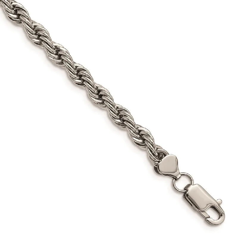 Sterling Silver Bracelet-Stainless Steel Polished 6mm Rope Bracelet