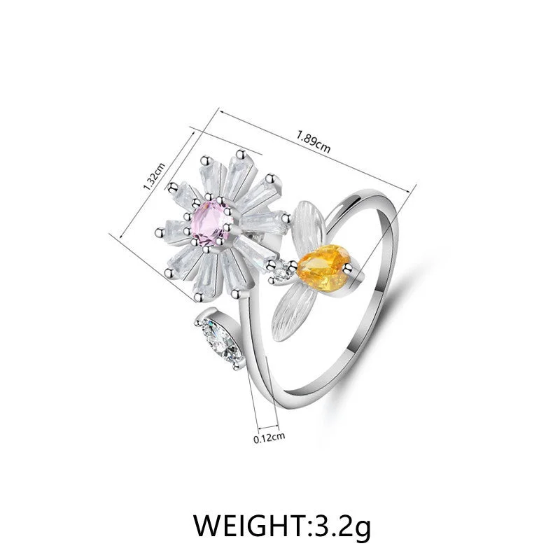 Pink Zirconium Little Daisy Spinning Ring