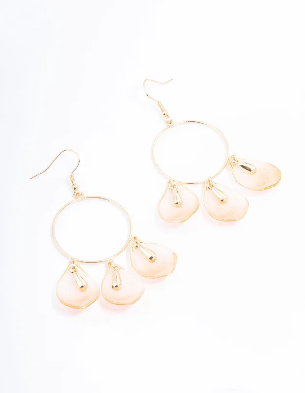 Chic Gold Stud Earrings-Blush Edge Petal Drop Earrings