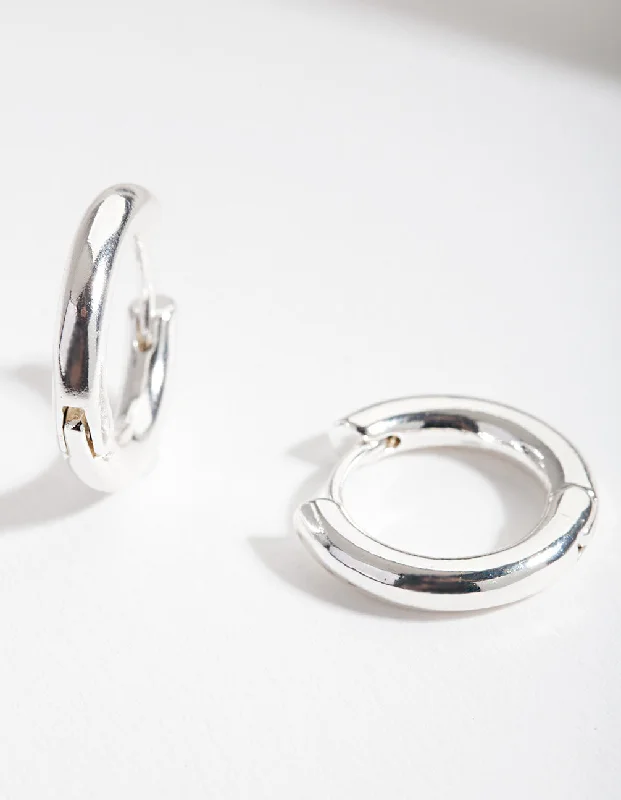 Oval Drop Earrings-Silver Simple Polished Hoop Earrings