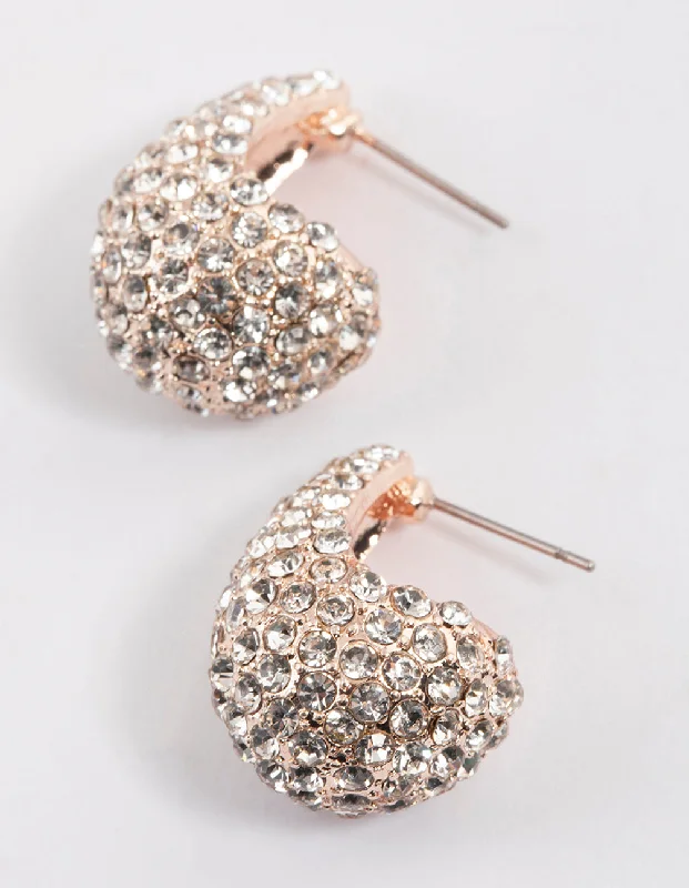 Diamond Drop Earrings-Rose Gold Pearl Mini Drop Earrings