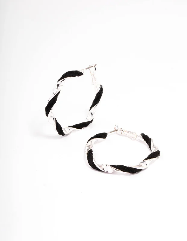 Crystal Dangle Earrings-Black Twisted Hoop Earrings