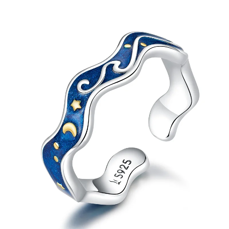 Van Gogh Starry Sky-Silver ring