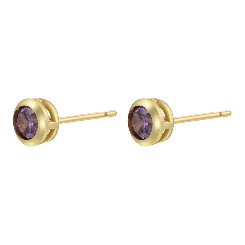 Gold Purple Diamond 1 Pair