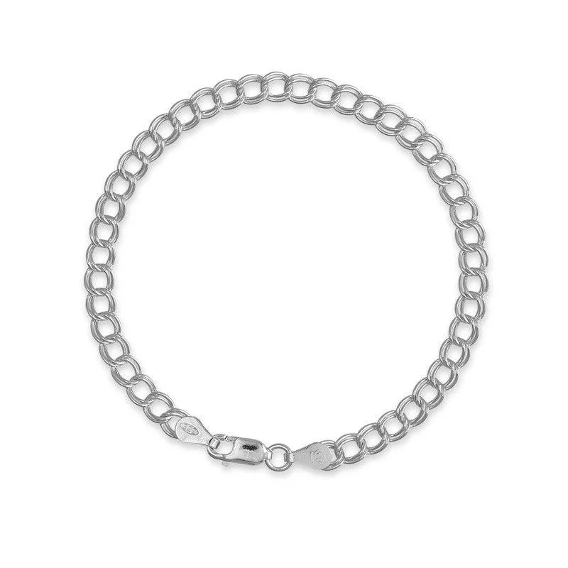 Custom Diamond Bracelet-Sterling Silver Twin Charm Bracelet, 8"