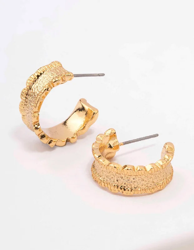 Chic Ear Huggers-Gold Plated Cleo Organic Hoop Earrings