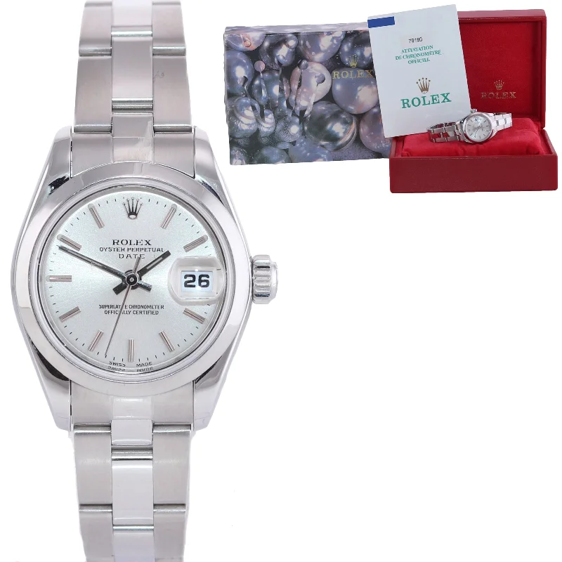 Men's Watch with Day Date Display-PAPERS Ladies Rolex Date DateJust Silver 26mm 79160 Steel Watch