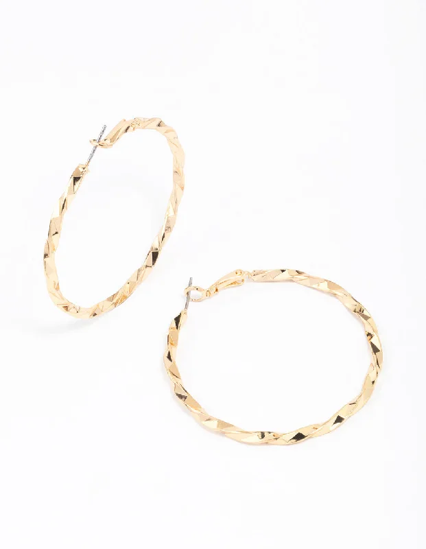 Large Dangle Earrings-Gold Wrapped Medium Hoop Earrings