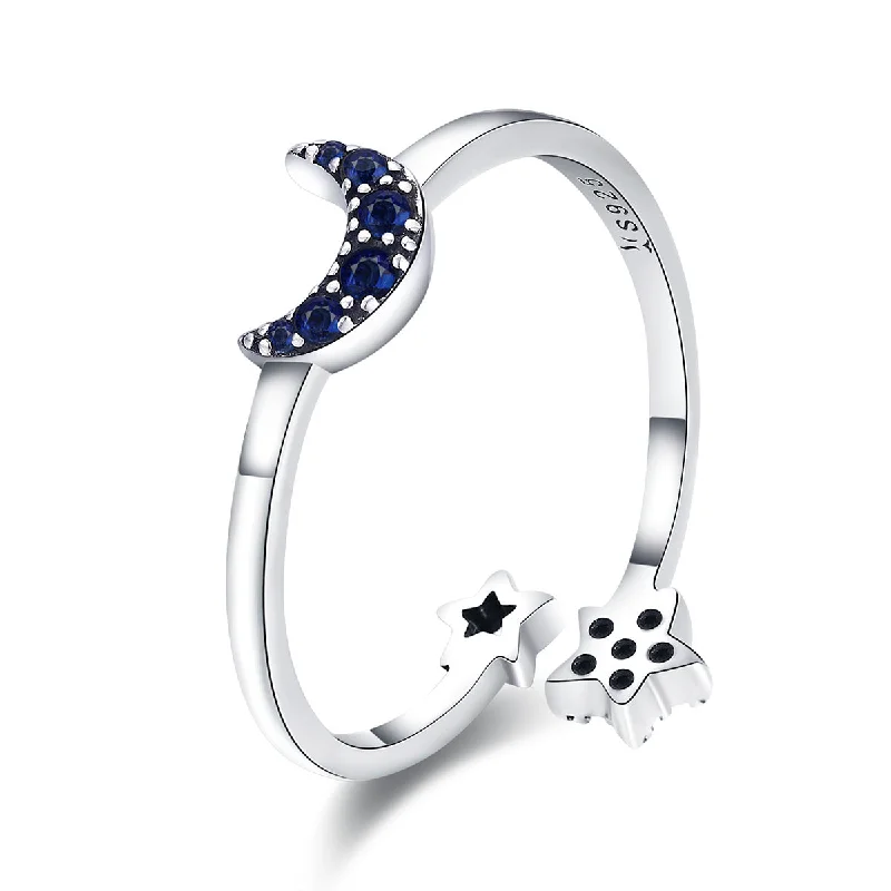 Bright Stars and Moon-S925 Silver Ring