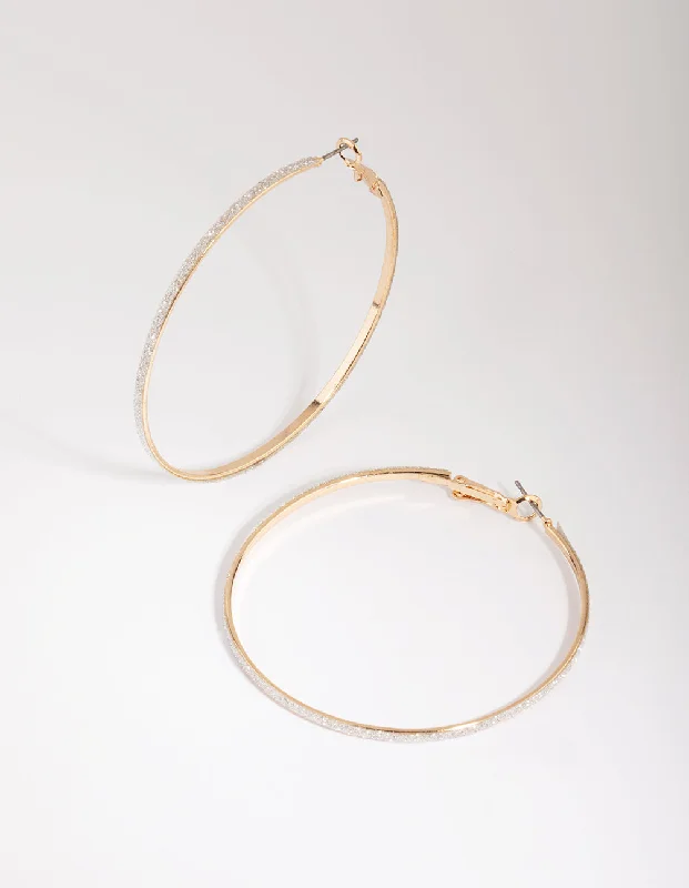 Cute Dangle Earrings-Gold Glitter Hoop Earrings