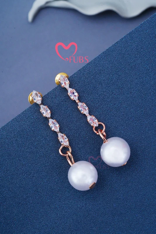 Star Shaped Earrings-Crystal Embellished Pearl Clip On Earrings