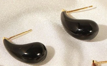 F1373-Black Glaze Earrings