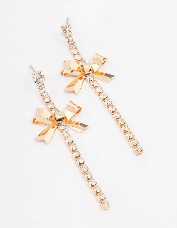 Eco-Friendly Earrings-Gold Wide Bow Cup Chain Drop Earrings