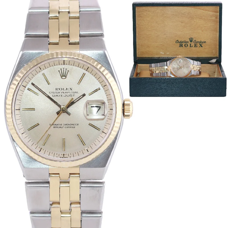 Waterproof Designer Watch-Rolex OysterQuartz DateJust 1630 Two-Tone Gold Steel Champagne Integral Watch