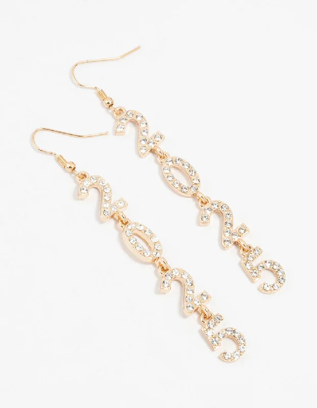 Sassy Ear Climbers-Gold 2025 Diamante Long Drop Earrings