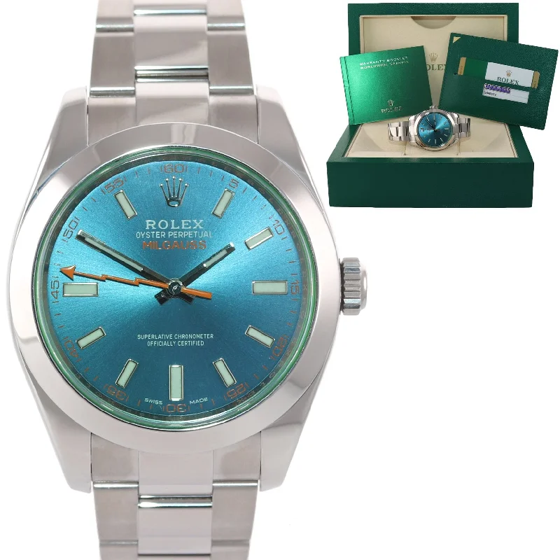 Trendy Smartwatch for Women-2018 PAPERS Rolex Milgauss Blue Dial Anniversary Green 116400GV Steel Watch Box