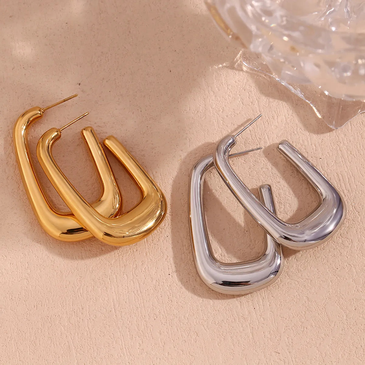 1 Pair Simple Style Classic Style Solid Color Plating Stainless Steel 18k Gold Plated Ear Studs