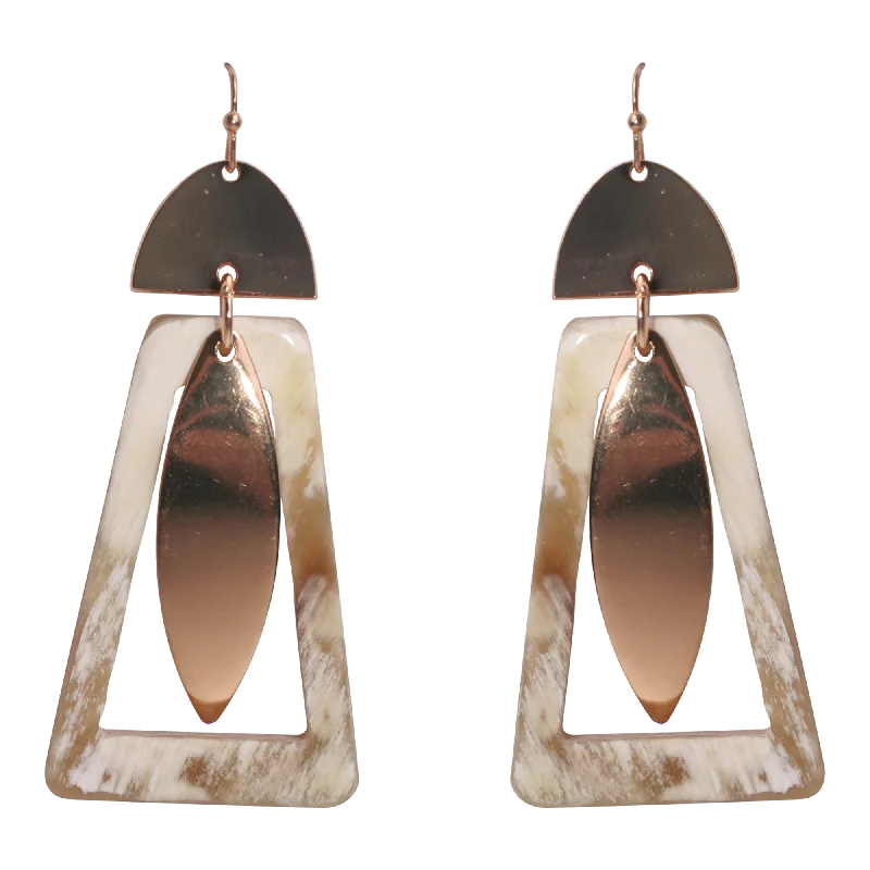 Unique Silver Hoop Earrings-Iconography Rose Gold & Horn Drop Earrings