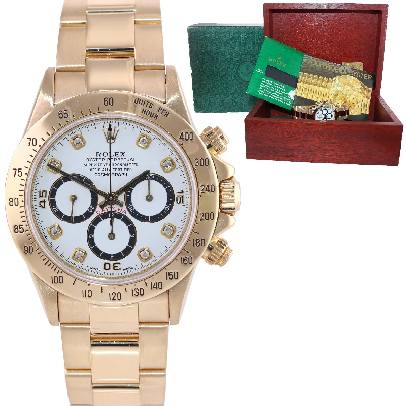 Adjustable Fitness Watch for Women-Rolex Daytona 16528 Zenith White Diamond 40mm Yellow Gold Inverted 6 Watch Box