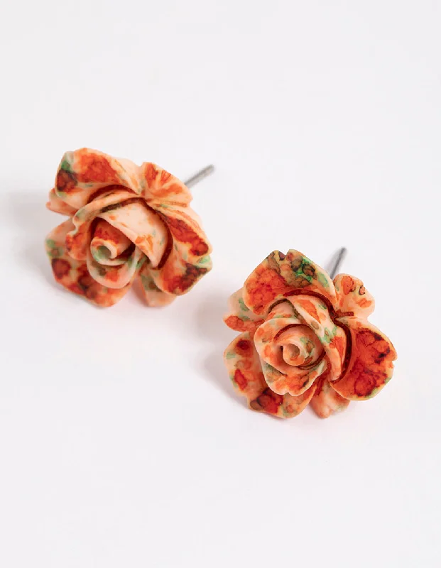 Bold Drop Earrings-Watercolour Rose Stud Earrings