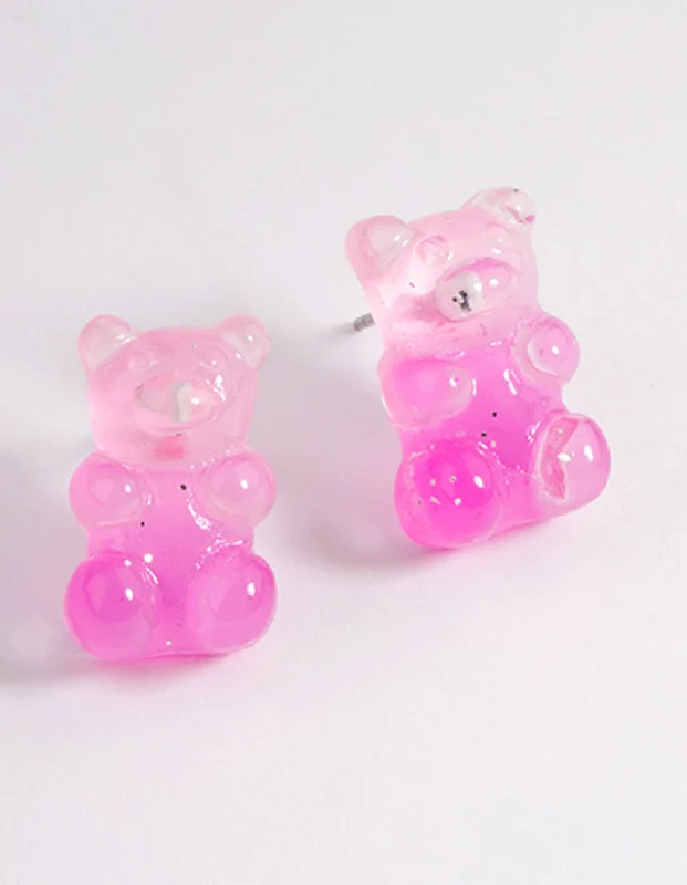 Modern Geometric Earrings-Pink Ombre Teddy Stud Earrings