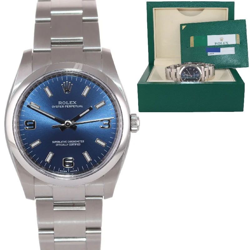 Fashion Chronograph Watch-2019 PAPERS Rolex Oyster Perpetual Blue Arabic 114200 Steel Watch Box