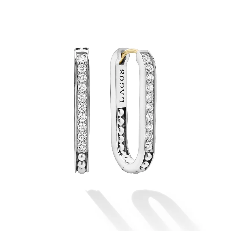 Fashionable Chandelier Earrings-Caviar Spark Linear Diamond Hoop Earrings