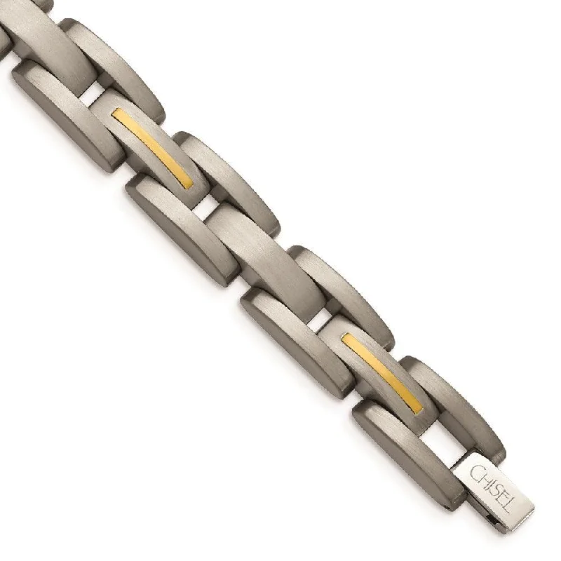 Simple Tennis Bracelet-Titanium with 14k Yellow Inlay Accent Bracelet