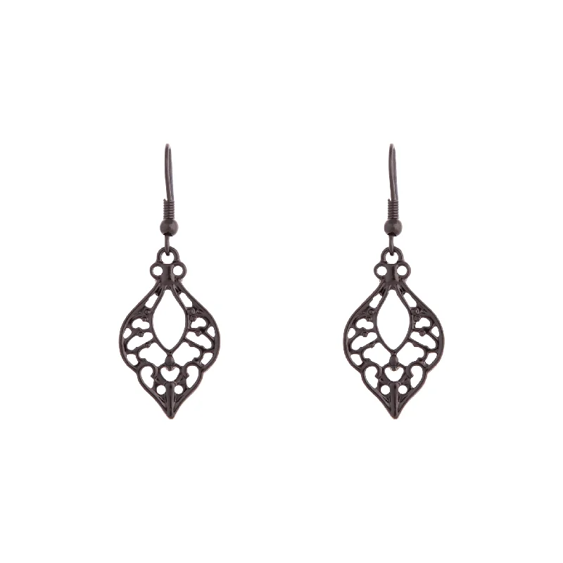 Custom Engraved Earrings-Black Cutout Bohemian Drop Earrings